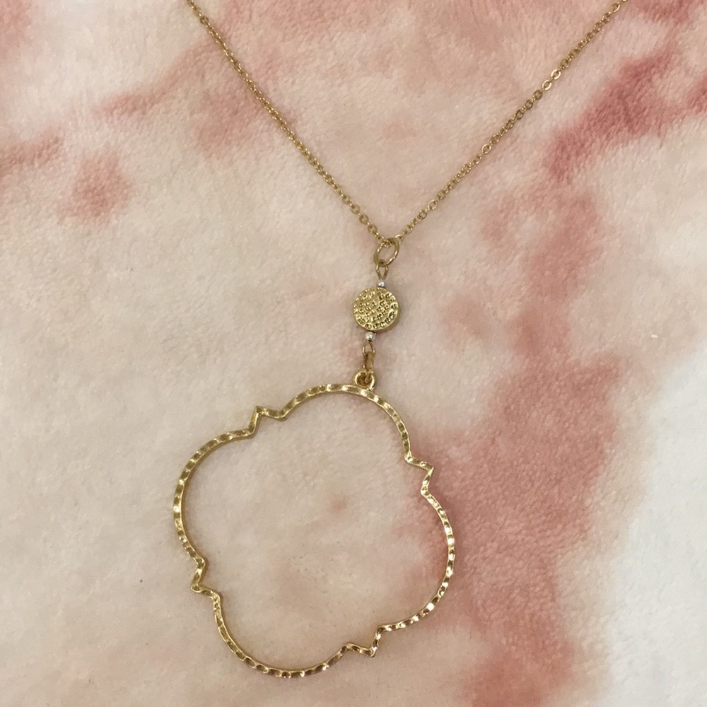 Pretty Gold Statement Necklace by Eunoia NYC NWT 36” - Picture 8 of 8